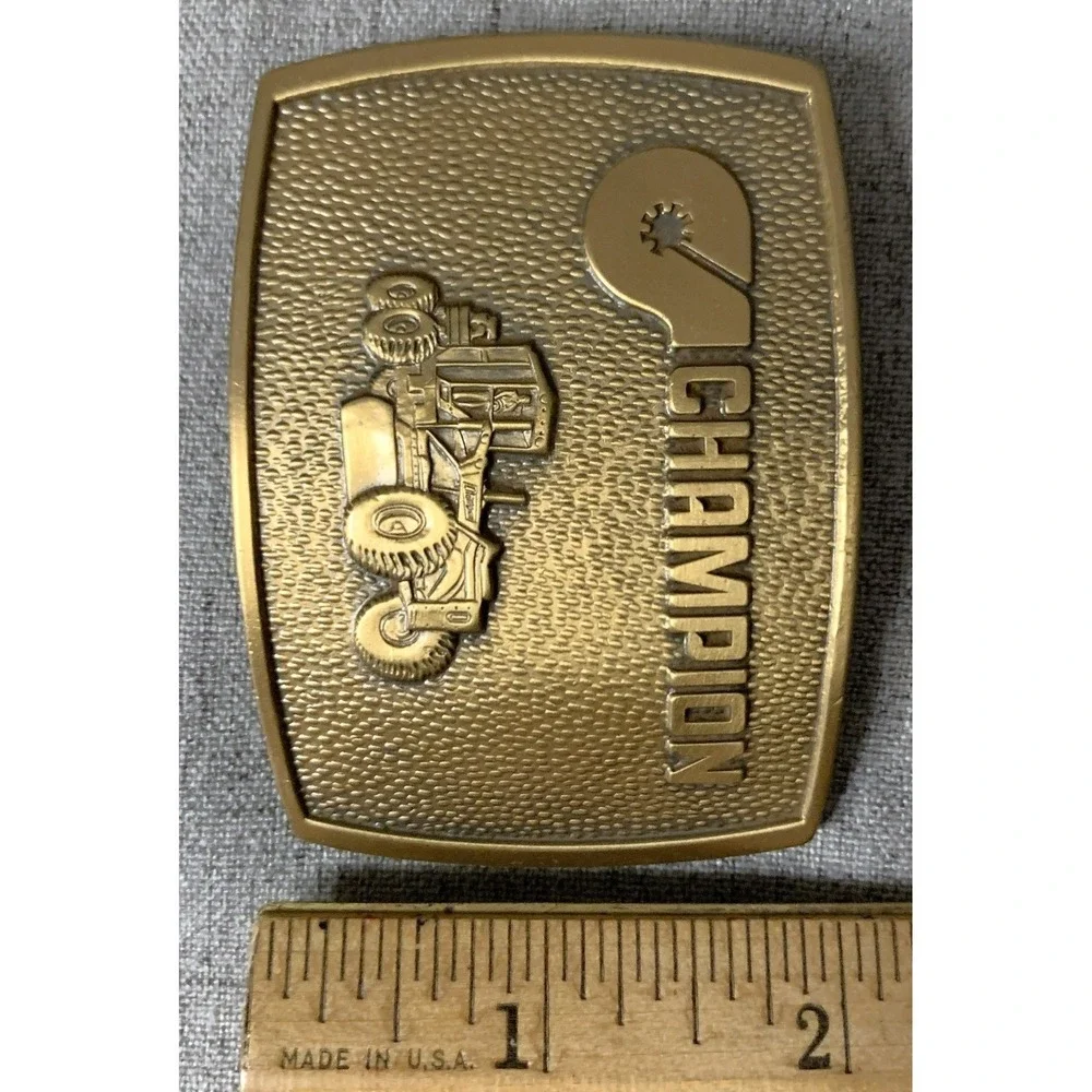 Vintage Champion Tractor Road Grater Brass Belt Buckle - NOS 3